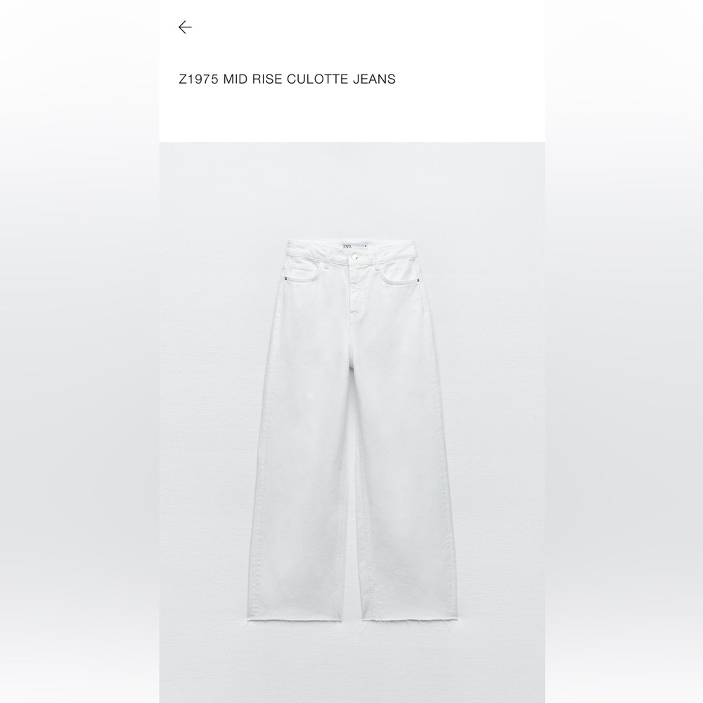 Zara Z1975 Mid Rise Culotte Jeans. NWOT